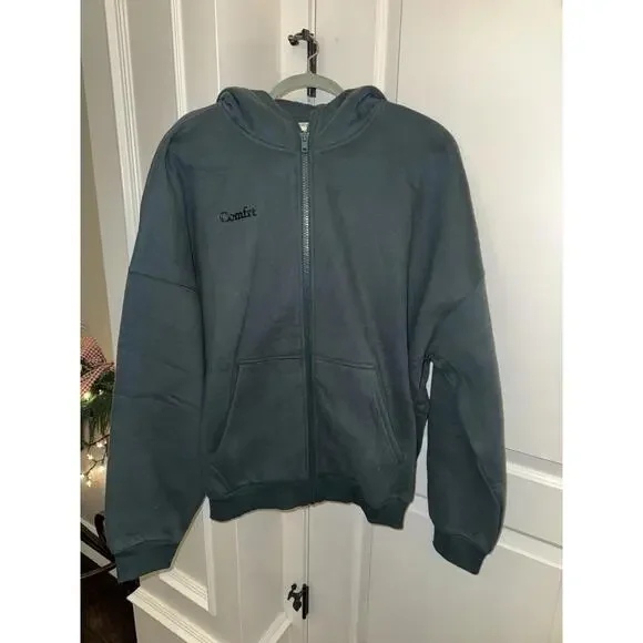 Comfrt Unisex Adult Green Full Zip Hoodie Size Large NWOT - Picture 3 of 9